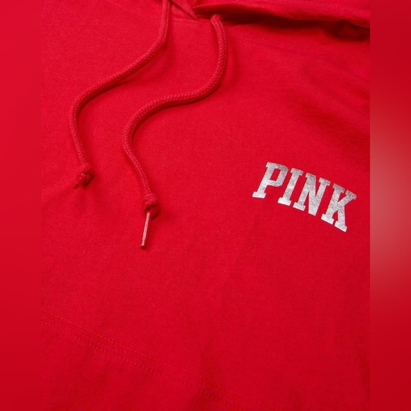 PINK Victoria's Secret Red Hoodie with Silver Lettering - Picture 3 of 7